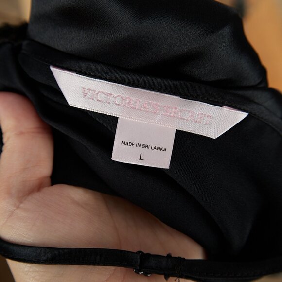 Vintage y2k Victoria's Secret Black Satin Silky Slip Dress Large - Picture 6 of 7